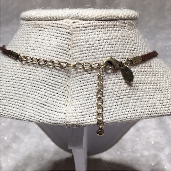 Lia Sophia Multi Stone Necklace on Brown Suede. - Picture 8 of 8